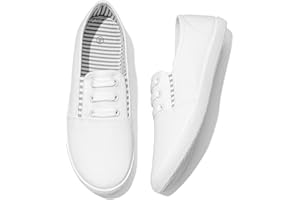 SHUPUA Women's Canvas Slip On Sneakers - Casual Walking Shoes, Non Slip Work Shoes