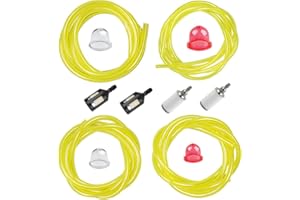 Muagroo (4 feet each) Small Engine Fuel Line Gas Hose Tube for Stihl Weedeater Craftsman Husqvarna String Trimmer Chainsaw Blower with Primer Bulb, Fuel Filter （4 Size 4-Feet-Long）