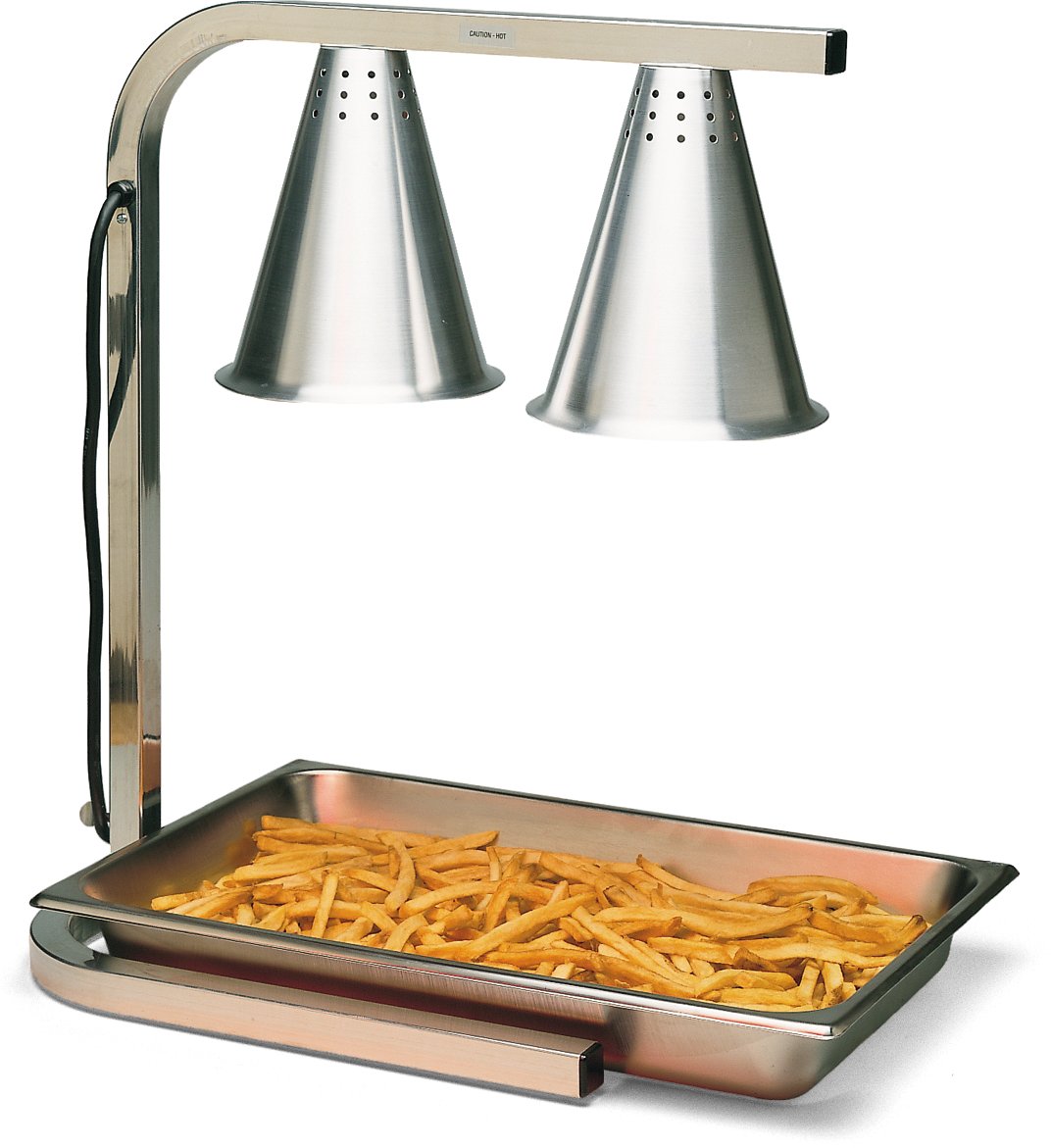 Carlisle HL7237PS00 Aluminum Two Bulb Free Standing Adjustable Heat Lamp with Pan and Screen, 20" W x 14" D