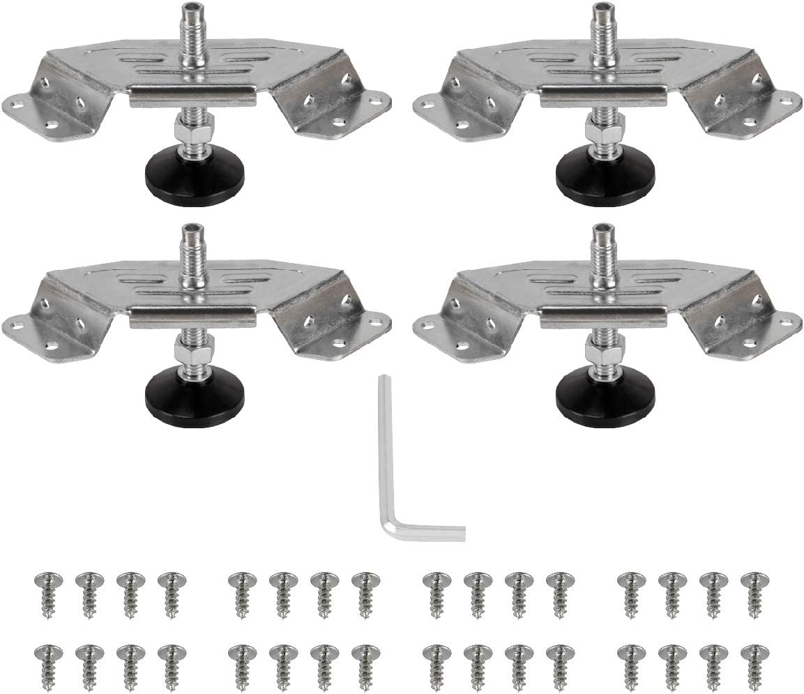 POWERTEC 71157 Adjustable Corner Bracket Furniture Leveling Feet with Non-Marring Leveler Pads