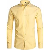 ZEROYAA Men's Hipster Casual Slim Fit Long Sleeve Button Down Oxford Shirts with Chest Pocket