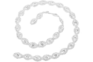 1 Yard Rhinestone Trim, Sparkling Rhinestones Trim Chain Bridal Dress Applique for Wedding Dress Costume Necklace Headwear, E