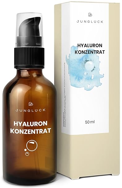Junglück veganes Hyaluronsäure Konzentrat in Braunglas - hochdosiertes Hyaluron Serum - Anti-Aging Feuchtigkeitspflege Gel - 