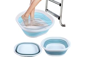 RuDily Portable Pool Foot Bath,Collapsible Pool Foot Wash Basin Tub,Foot Bath Basin for Above Ground Swimming Pools Accessories (Blue)