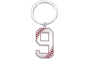 FAADBUK Baseball Initial Keychain Baseball Lucky Number Jewelry Baseball Jersey 0-9 Inspiration Pendant Keychain
