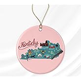 PTDShops Kentucky State Ornament, State USA Ornament, Travel Souvenir Collection USA, America Christmas 2023, Xmas Tree Hanging Decorations, USA State Souvenir Ceramic Ornament Printed on Both Sides
