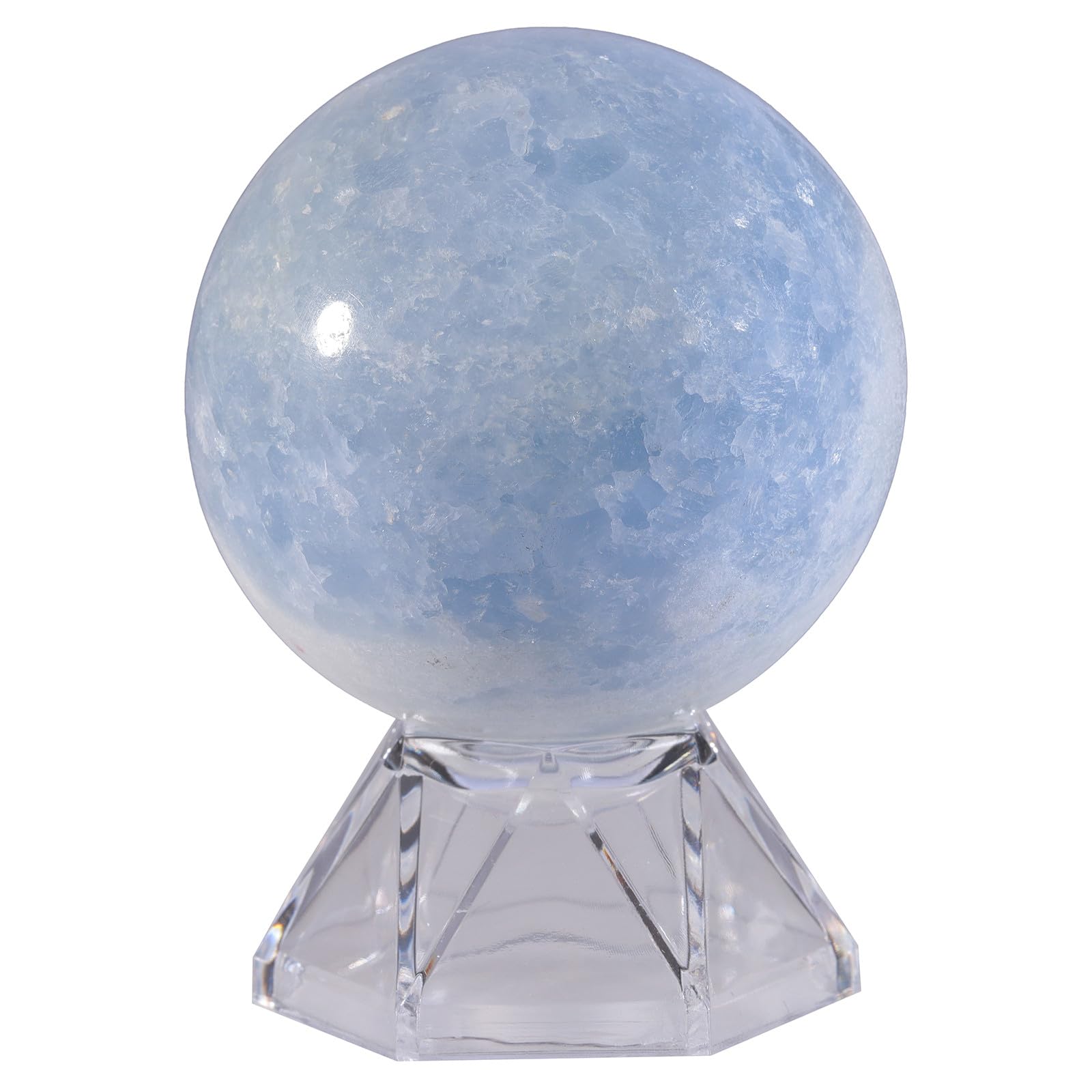 Nupuyai Celestite Crystal Ball with Acrylic Stand, Scrying Meditation Feng Shui Crystal Stone Sphere Sculpture Home Office Decor, 50-60mm