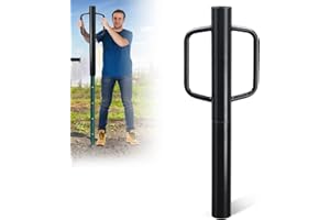 CALCHELE Fence Post Driver, 32 Inch Post Driver with Handle, 2.7 inch Inner Diameter Hand Post Pounder, 19LB Heavy Duty Black Iron T Post Pole Pounder Hand Post Rammer for U Fence Post Wooden Post