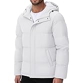 Cotrasen Men's Puffer Jacket Hooded Down Jacket Water-Resistant Windproof Full Zip Up Winter Warm Thicken Coat with Hood