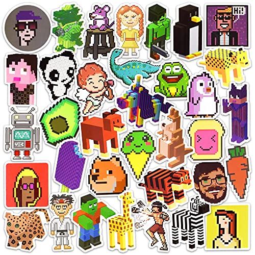 DETICKERS NFT Pixel Game Stickers Cute Waterproof Stickers for Laptop Water Bottles Stickers for Teen Boys Girls Adult Vinyl Stickers