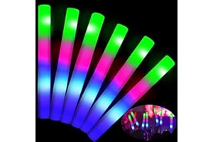 TURNMEON 32 Pcs Giant 16 Inch Foam Glow Sticks Patriotic Party Supplies Favors 3 Modes Color Changing Led Light Sticks Glow Batons Glow In The Dark Accessory for Birthday Wedding Concert 4th of July Party