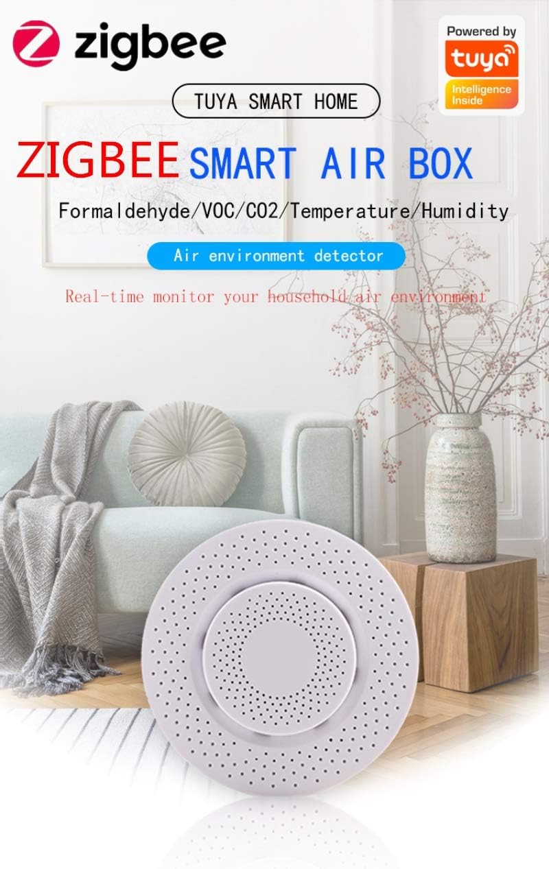 SOLE HOME Smart Air Box 5 in 1 Smart Air Qualitt Detektor Echt Zeit Tests Formaldehyd VOC CO2 Temperatur Feuchtigkeit APP Fernbedienung Zigbee Hub Erforderlich