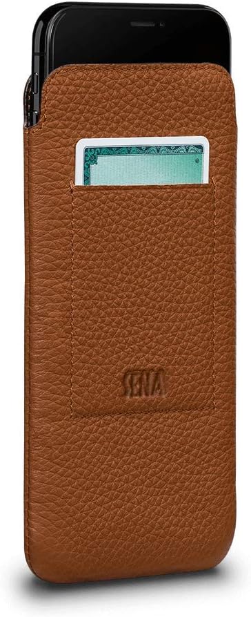 UltraSlim Leather Wallet Sleeve Case for Apple iPhone Xs Max (6.5 inch) - Wireless Charging Compatible - Wallet Tan