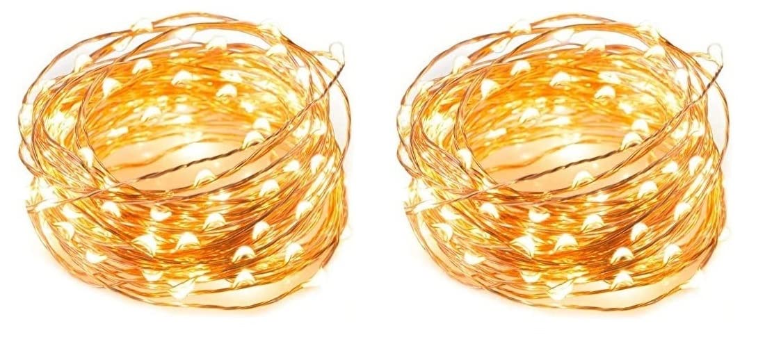 Pack of 2 USB Powered Fairy LED Lights 5M/16 Ft. 50 LEDs, USB Plug in Waterproof Copper Wire String Lights Firefly Lights for Jars, Christmas Tree Decoration, Birthday Party (Warm White) (5M/16 Ft.)