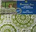 Summer Fun Flannel Back Vinyl Umbrella Tablecloths with Hole and Zipper- Sumburst of Medallions-Celery Green and White--Assorted Sizes (70 Round)