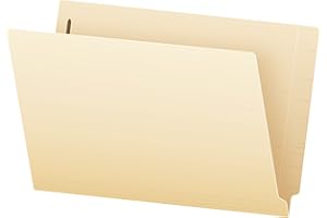 Globe-Weis End Tab Fastener Folders, Reinforced Tab, 1 Fastener, Legal Size, Manila, 50 Folders Per Box (47110)