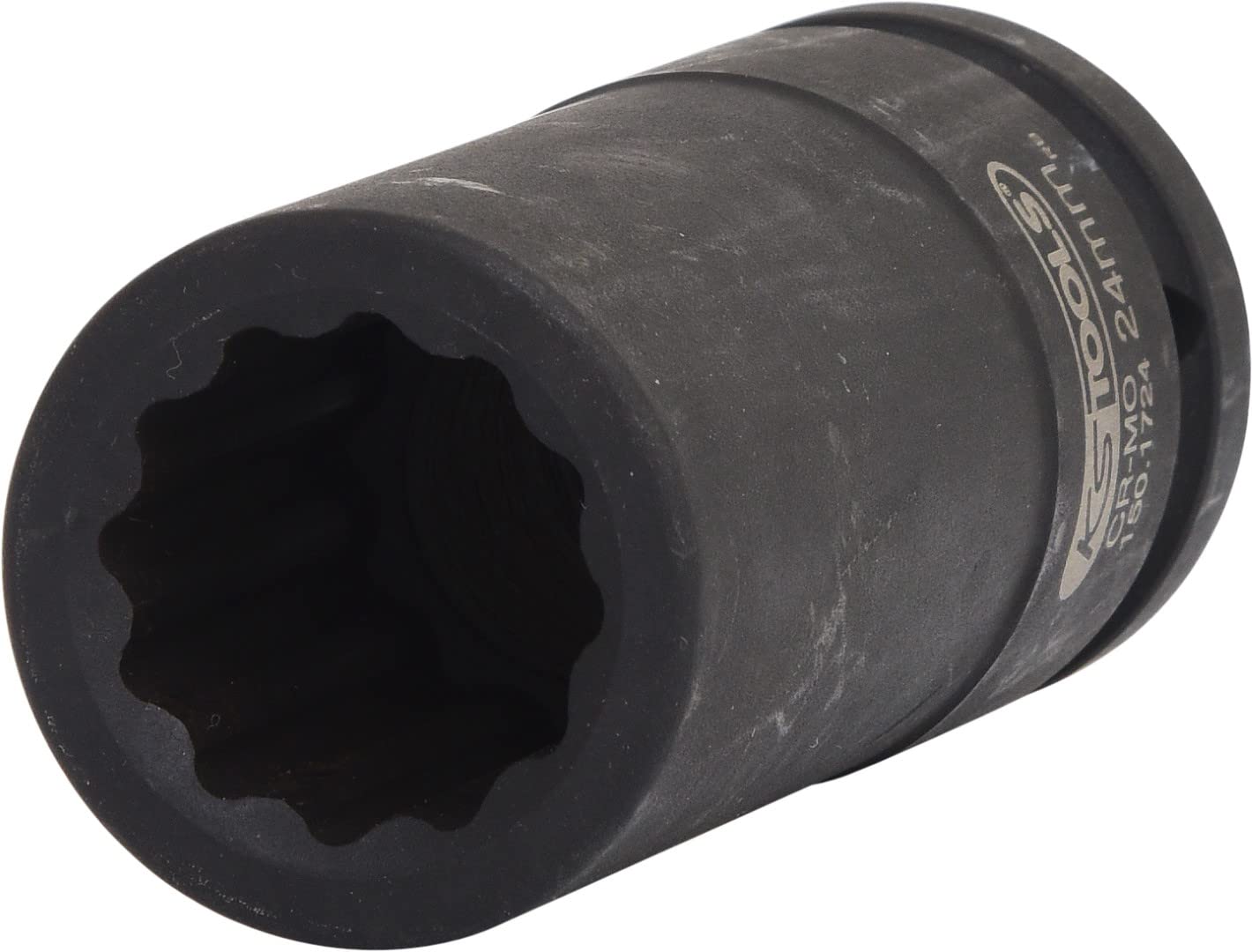 KS Tools 150.1724 3/4 Inch 12-Point Drive Shaft Impact Socket, Long, 24 mm