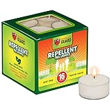 Mosquito Guard Repellent Tea Light Candles (16 Pack) Made with Natural Plant Based Ingredients - Citronella, Lemongrass, Rose