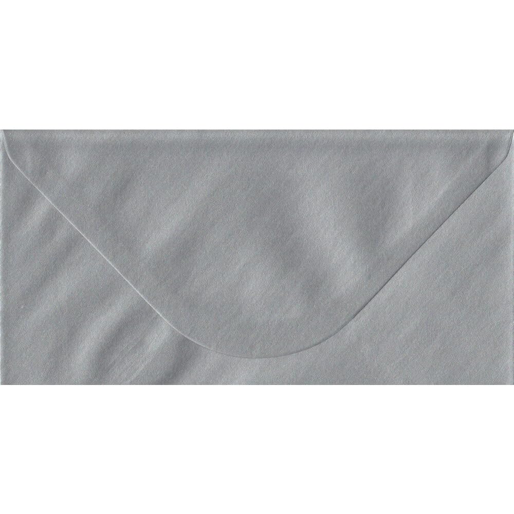 Premier Envelopes Metallic Silver DL - 110 mm x 220 mm 100gsm Gummed Envelope (Pack of 100)