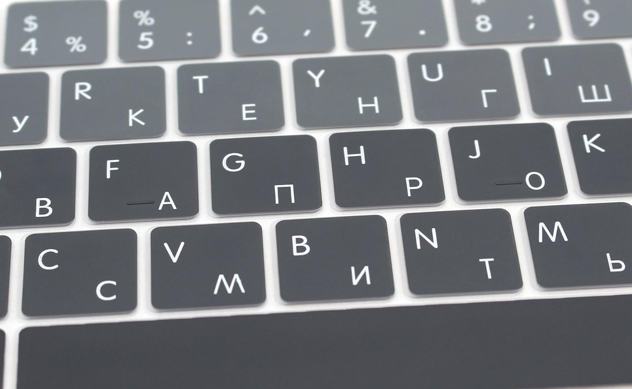 MMDW Russian Language Ombre Gray Silicone Keyboard Cover for MacBook Pro 13 15 inch 2019 2018 2017 2016 with Touch Bar&Touch ID Model:A2159 A1989 A1706/A1990 A1707,European Version - Image 4