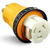 MECMO NEMA L14-30P to SS2-50R RV Marine Power Generator Adapter, 30A 4 Prong Twist Lock Generator L14-30P Male to 50A Marine 