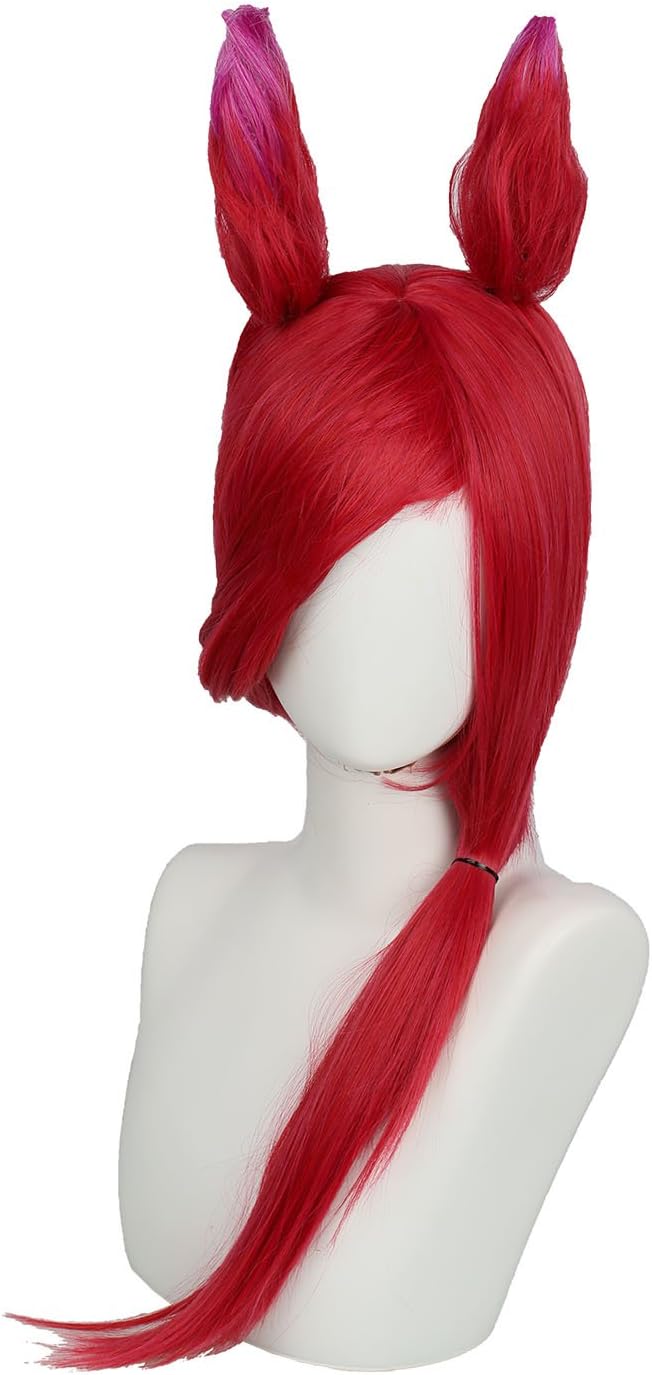 Xayah Cosplay Wig Hair Hairpiece Fire Red Straight for Halloween Costume