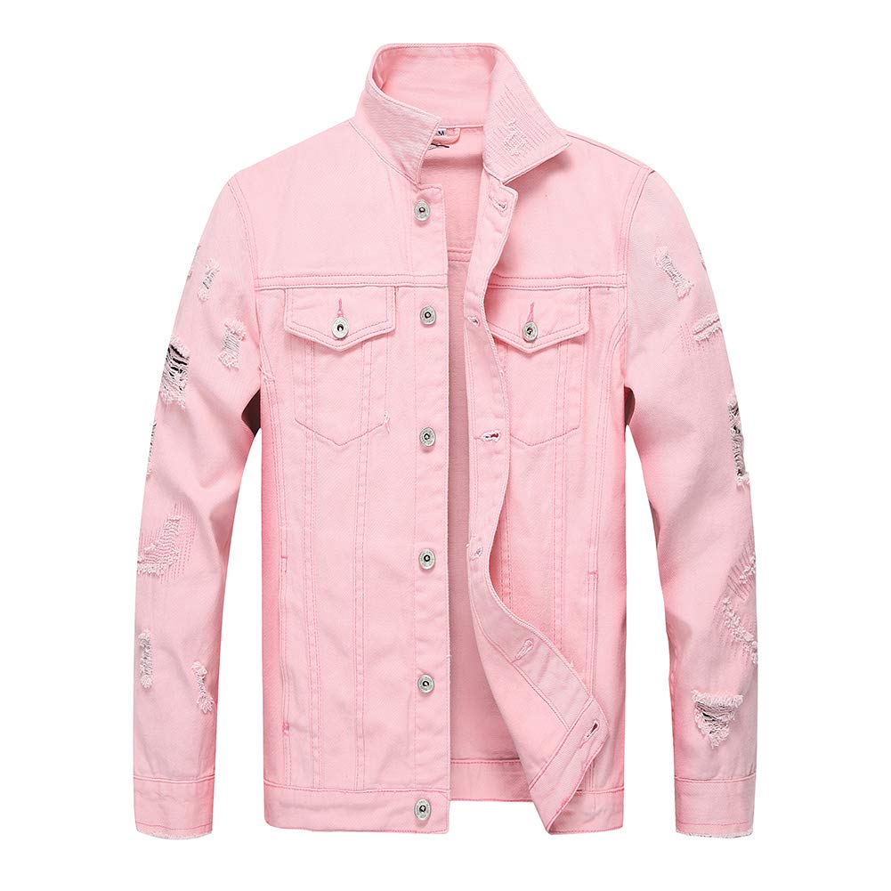 men ripped slim denim jacket