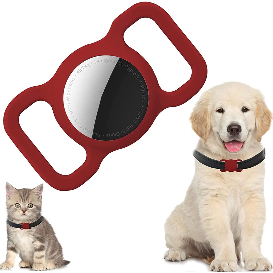 PKQTOP Silicone Protective Case for Airtag, Anti-Lost Locator Compatible with Airtag for Dog Collar, School Bag