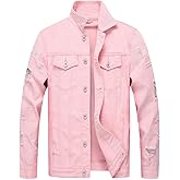 LZLER Men's Denim Jackets Distressed Destroyed Classic Vintage Slim Fit Ripped Fashion Trendy Trucker Jean Jackets