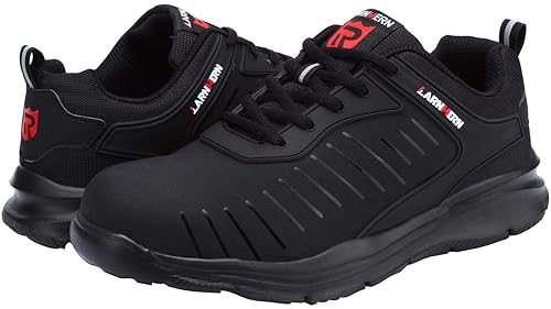 LARNMERN Sicherheitsschuhe Damen Arbeitsschuhe, Flyknit Leicht Anti Punktion Stahlkappe Reflektierend Atmungsaktiv Sneaker LM