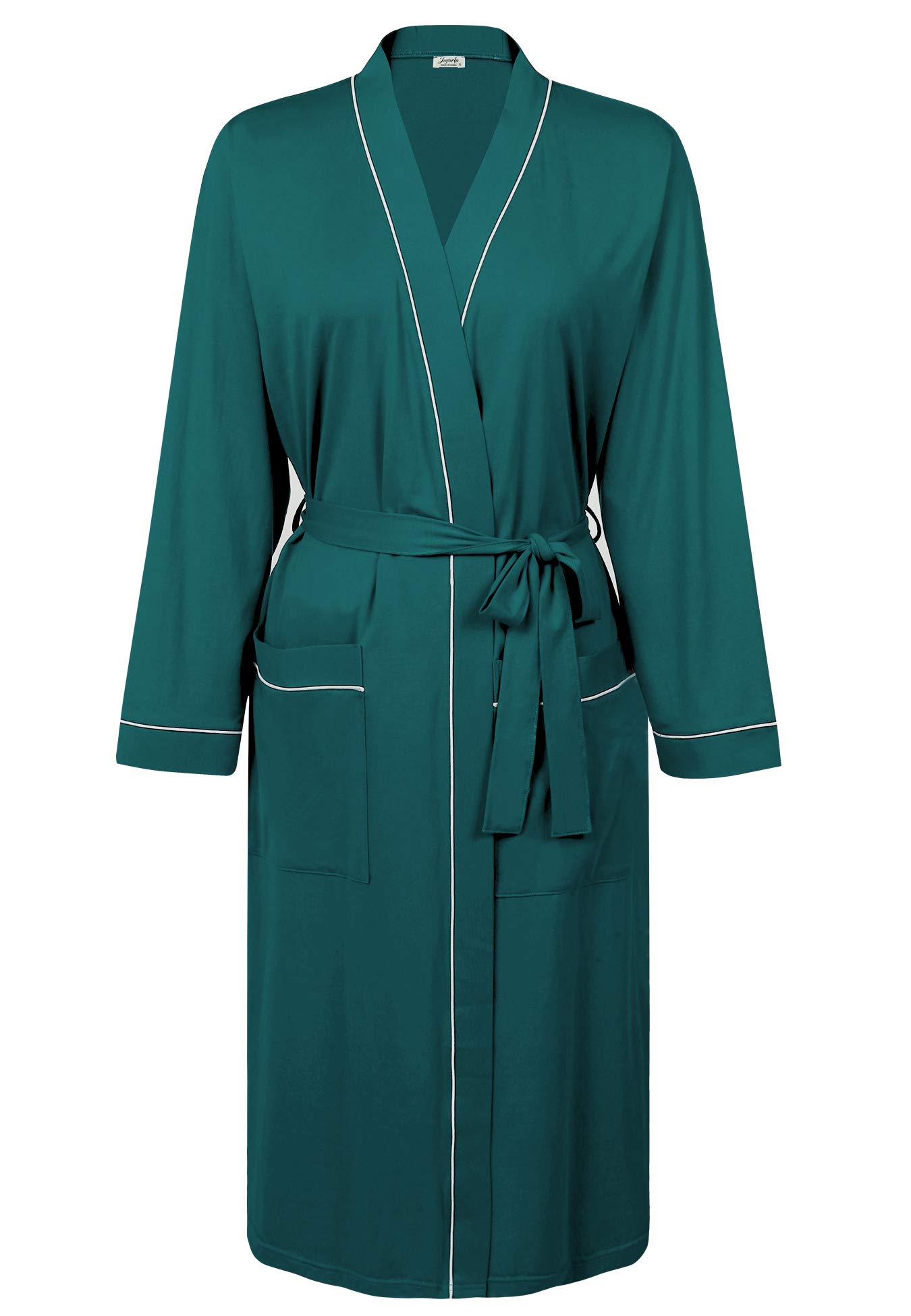 Amorbella Women Kimono Robe Lightweight Long Cotton Bathrobe (Green, Small) — image 1