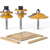 REKCKRUL Professional 3PCS Ogee Style Rail and Stile Router Bit Set 1/4" | Carbide-Tipped Cabinet Door Router Bit Set with Anti-Kickback Design (Tenon Joint Cutter Diameter: 1-5/8")