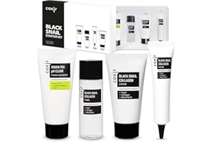 coxir BLACK SNAIL COLLAGEN STARTER KIT l Repairing&Firming | Black-3-Complex: Black Rice, Bean, Sesame, Snail Mucin, Collagen FOAM CLEANSER+TONER+SERUM+CREAM [3.19 fl.oz (Pack of 1)]