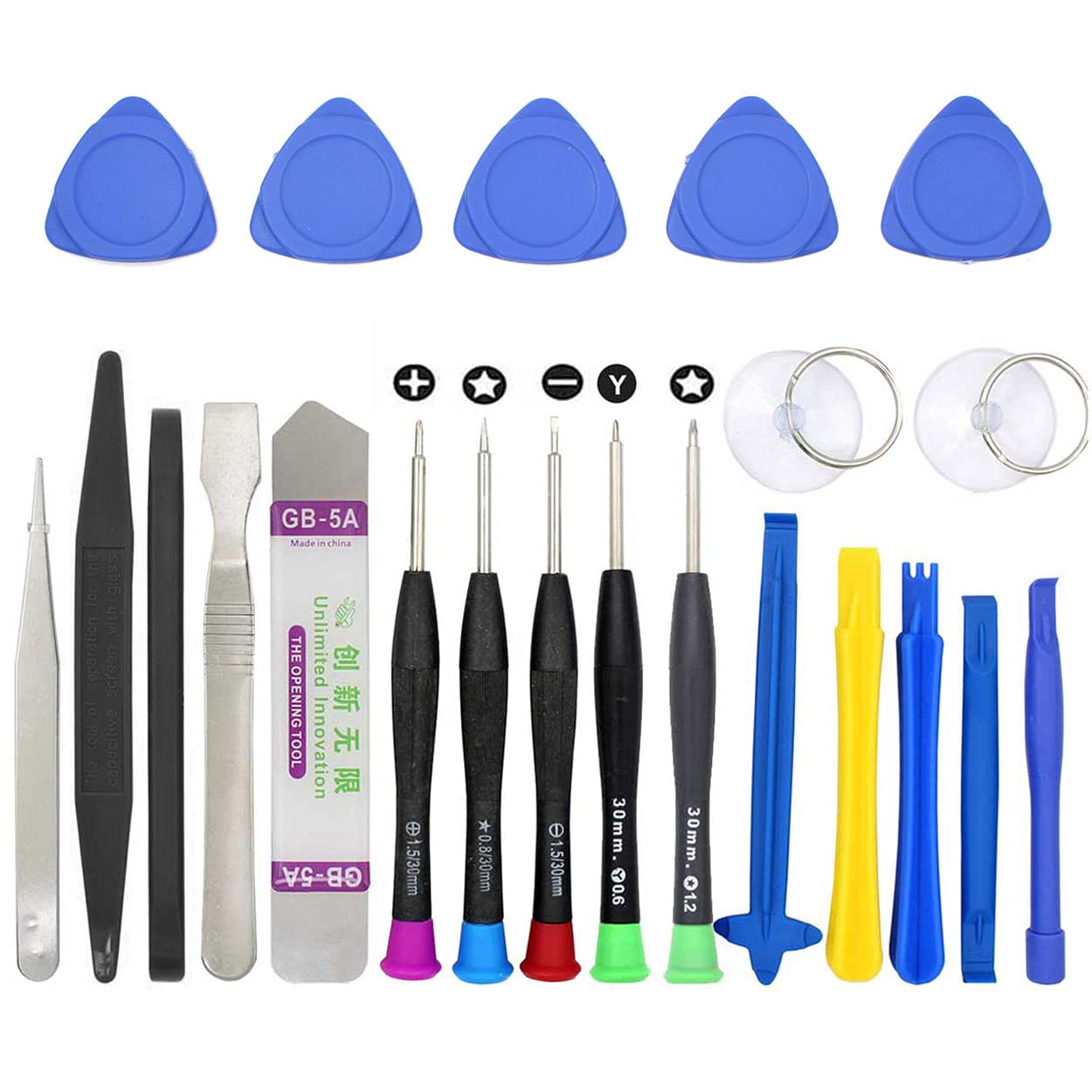 22 in 1 Mobile Phone Repair Screwdriver Set Tools Kit Tweezers Spudger Pry Screen Opening Tool for iPad iPhone 15 14 13 12 11 X 7 8 5 5s 6 Plus