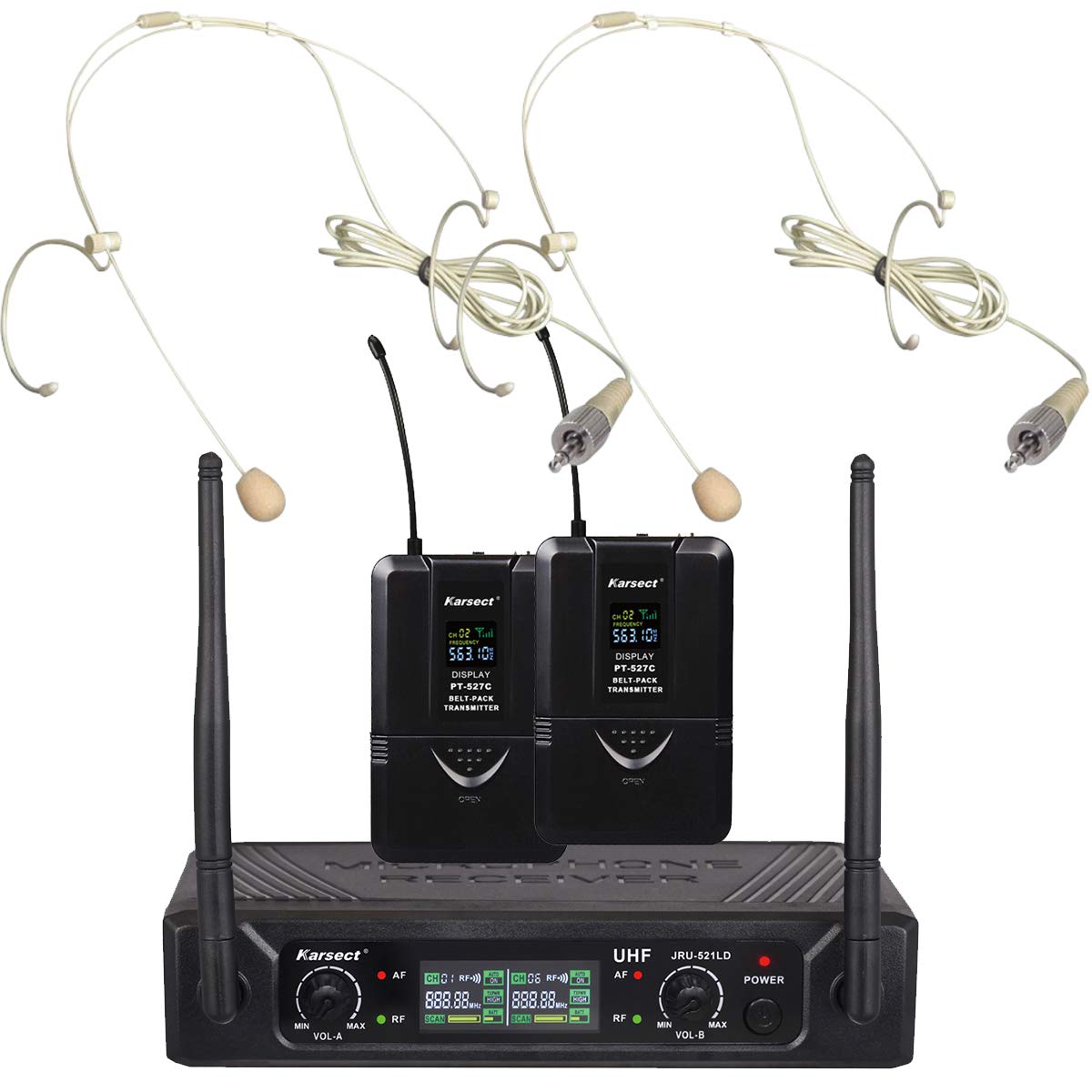 Karsect JRU-521LD / PT-527C / HT-3A Wireless 2 x Thin Headset Microphone Set