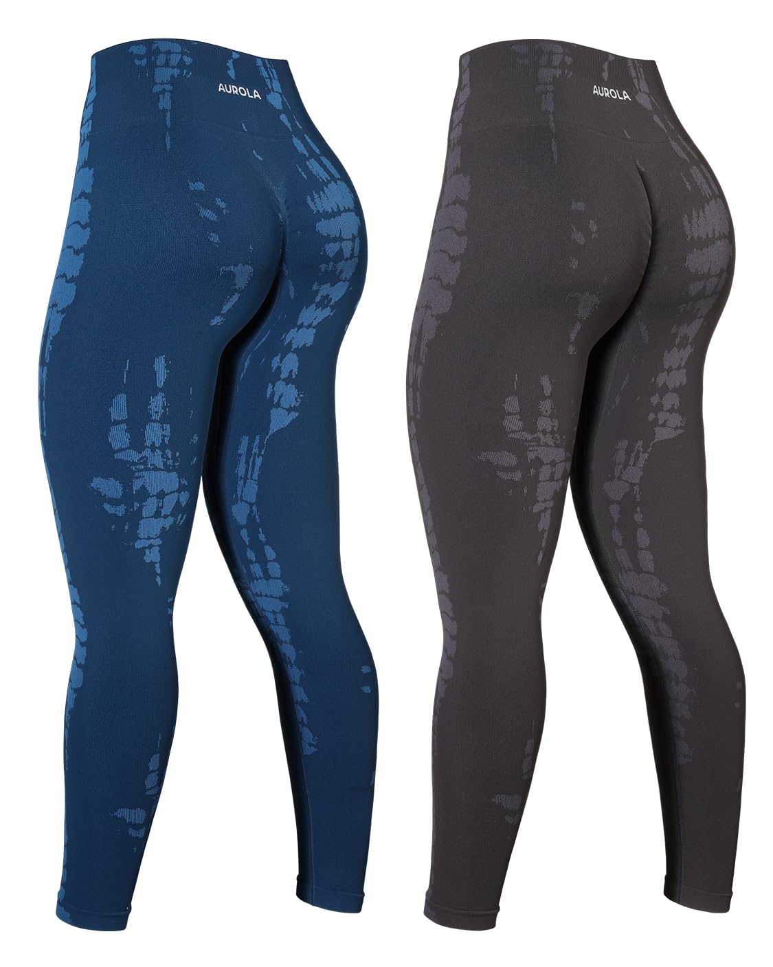 Photo 1 of AUROLA Serpent 2 Pieces Pack Set Seamless Scrunch Workout Leggings for Women Active Gym Pants,Pack (Water Blue + Chestnut Brown),S