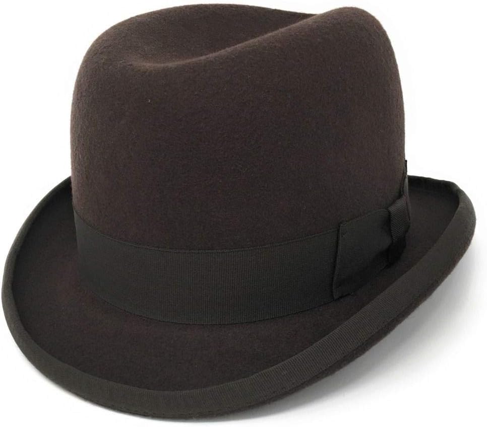 Cotswold Country Hats Homburg Mens Hat - Brown, Grey. Stiff Build Lined. Handmade from 100% Wool Felt. Small, Medium, Large, Extra Large, XX Large
