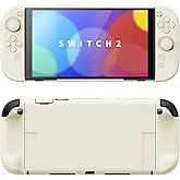 PlayVital Hard Case for Nintendo Switch 2 with Extra Stand & Thumb Grip Caps | Split Design, Dockable Protective Full-Body Shell Cover for Nintendo Switch 2 | Solid Color Series, Antique Yellow