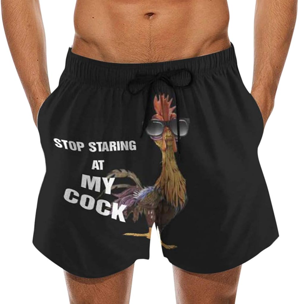Usuming Mens Funny Swim Trunks 3D Cock Graphic Print Quick Dry Surf