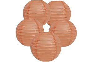 TopAAA 10 Inch Peach Paper lanterns,Chinese Japanese Lanterns Bridal Shower Wedding Birthday Party Supplies(Set of 5, Peach)