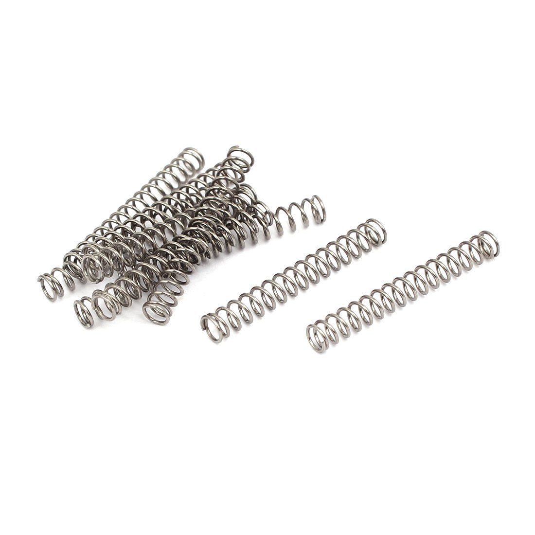 sourcingmap Compression Spring,304 Stainless Steel,4mm OD,0.5mm Wire Size,30mm Free Length,Silver Tone,10Pcs