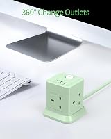 BEVA Cube Extension Lead with USB 4 Outlets 3 USB Ports 1.5m Green view 4