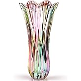 Flower Vase Large Size11.8 inch Phoenix Tail Shape Thickened Crystal Glass for Home Decor, Wedding or Gift