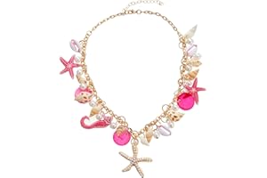 RUOFFETA Shell Starfish Necklace Bracelet Conch Statement Chunky Necklace Mermaid Costume Jewelry Beach Jewelry for Women