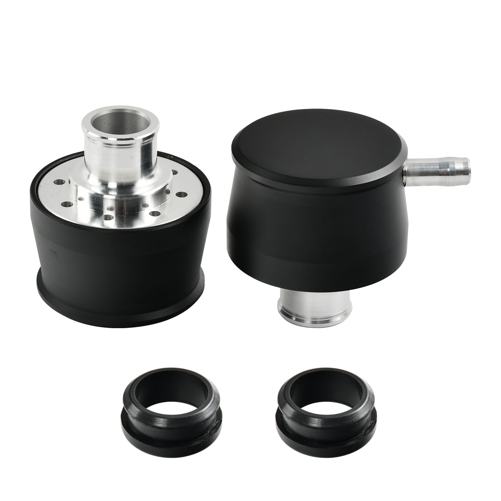 Photo 1 of Round Aluminum Air Breather Combo Valve Cover Breather Filters Suitable 1" Pipe of 1-1/4" Valve Cover Holes - Set of 2 (Black).