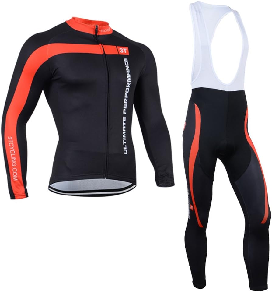 UONO Mens Long Sleeves Cycling Jersey Jacket Bib Pants Padded Suit