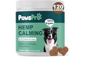 PAWSPRO Hemp Calming Chews for Dogs - Duck Flavor | 120 Count - Dog Calming Treats and Bites with Hemp Oil - Large, Small & Puppy - Storm Anxiety, Sleep, Relaxing, Separation Aid, Stress Relief - Vet Approved