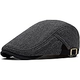 meioro Men's Cotton Flat Cap Herringbone Tweed Newsboy Hat Adjustable Wool Blend Hats Gatsby Cabbie Ivy Caps