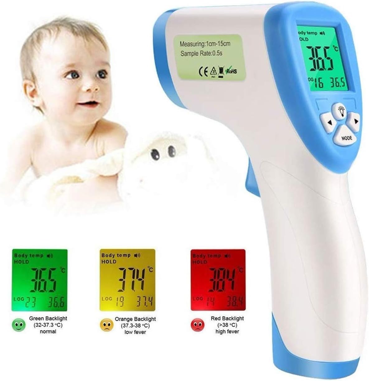 Digital Infrared Forehead Thermometer Non-Contact Digital Medical Thermometer for Baby, Adult, Child, Surface of Objects