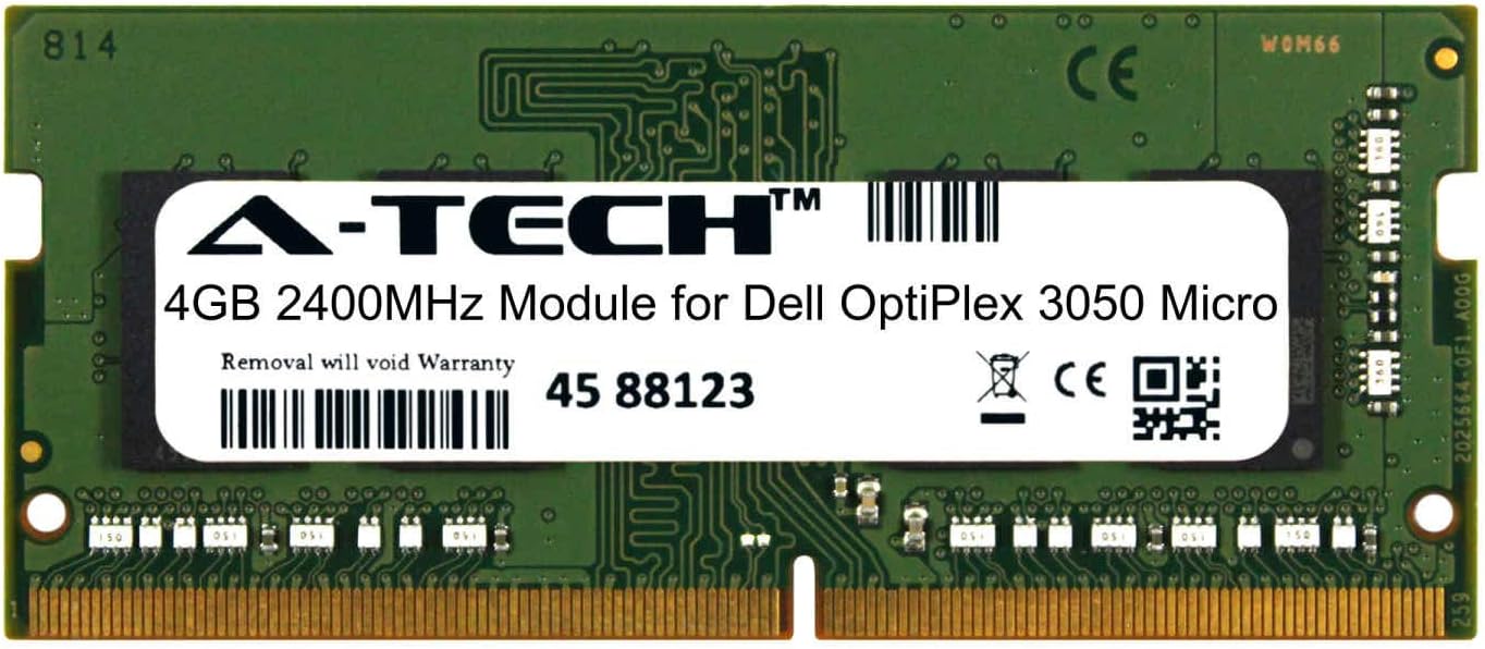 A-Tech 4GB Module for Dell OptiPlex 3050 Micro Form Factor MFF Desktop PC Compatible DDR4 2400Mhz Memory Ram (ATMS283811A25824X1)